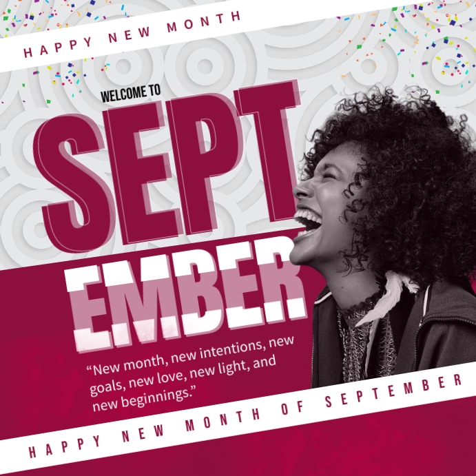 Happy New Month September Greetings, New Mont Instagram Post template