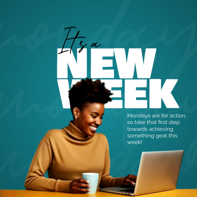 Happy new week flyer Publicação no Instagram template