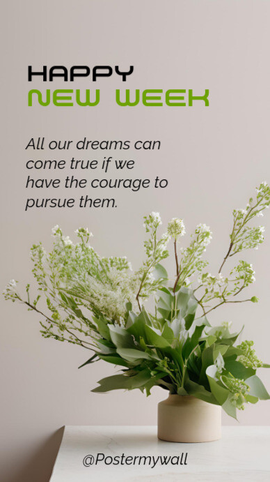 New Week Inspire Happy New Week Motivation inspirational Success Monday Quote Template ...