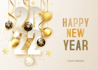 Happy new year, feliz año 2022 Carte postale template