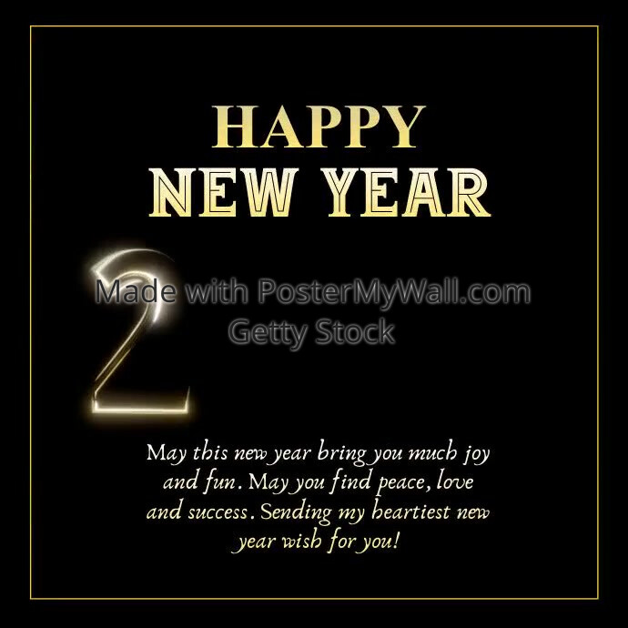 Happy New Year 2021 Wishes Greeting Card Gold Template | PosterMyWall
