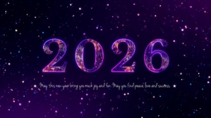 Purple New Year 2025 Vídeo de portada de Facebook Template