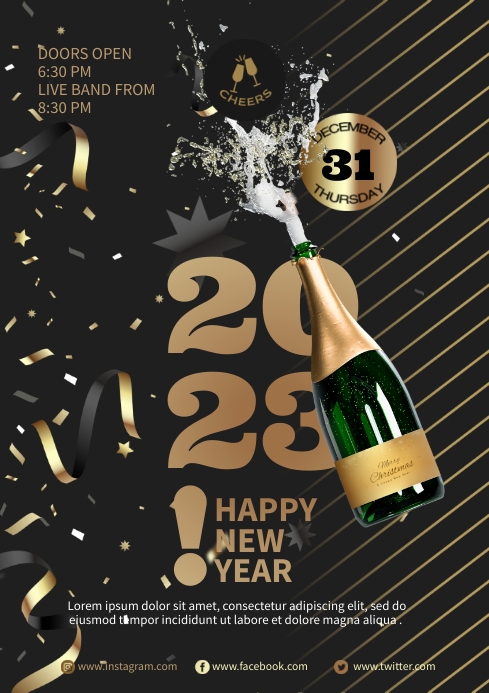 Happy New Year 2023 Party A4 template