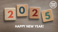 Happy New Year 2025 wood tiles template Publicação do Twitter