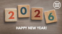 Happy New Year 2025 wood tiles template Publicación de Twitter