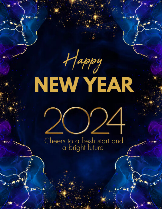 HAPPY NEW YEAR 2024, 2025,2026,2027,2028,2029 Flyer (US Letter) template
