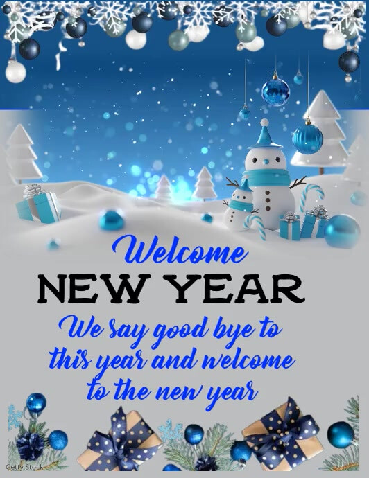 Happy new year 2024 , new year 2024 wishes Løbeseddel (US Letter) template