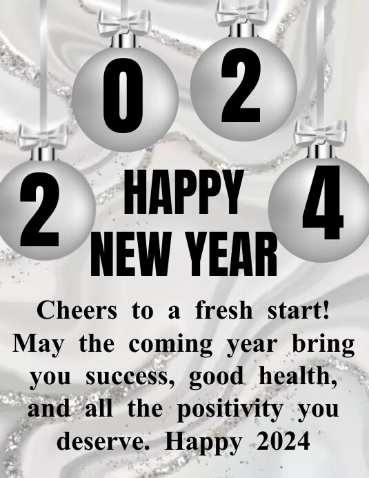 Happy new year 2024 design template Flyer (US-Letter)