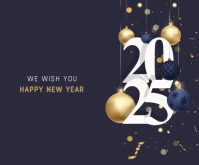 Happy New Year 2025 Rectángulo Mediano template