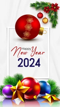 Happy new year 2024 Digital Display (9:16) template