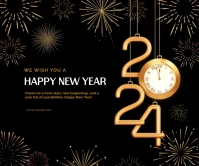 Happy New Year 2024 Rectángulo Grande template