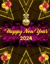 happy new year 2024 flyers Рекламная листовка (US Letter) template
