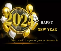 Happy new year 2024 message template free Rectangle moyen