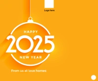 happy new year 2025 card Średni prostokąt template