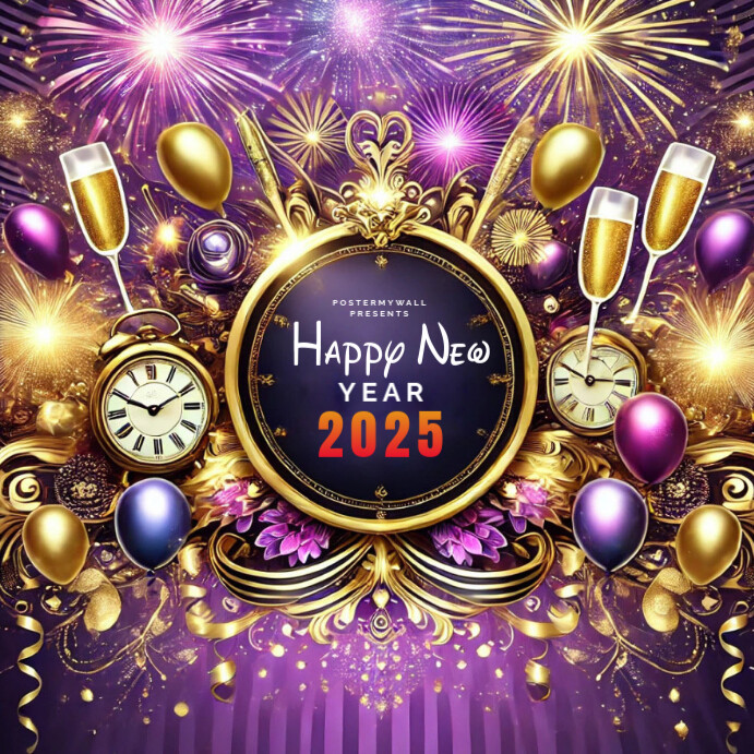 Happy New Year 2025 Celebration Poster Template PosterMyWall