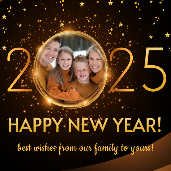 Happy new year 2025 gold family greeting card Instagram Post template
