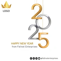 Happy new year 2025 greeting cards gold printable for business Wpis na Instagrama template