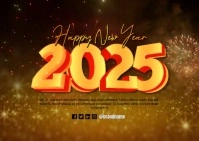 Happy New Year 2025 wish/Invitation Banner Postcard template