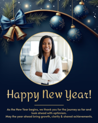 Happy New Year 2026 Corporate Appreciation Greeting with Photo Elegant Business Holiday Design Instagram Portrait template