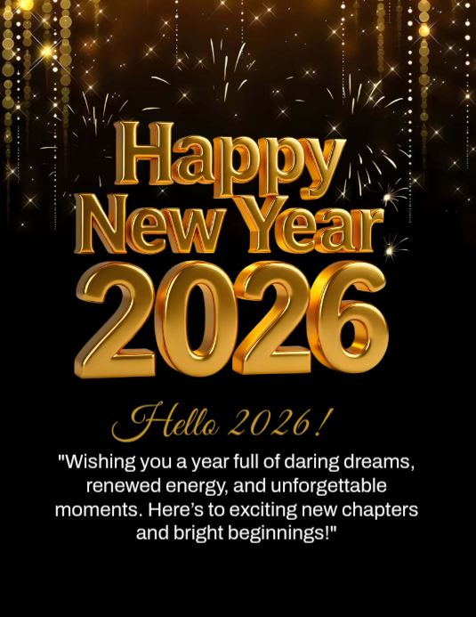 Happy New Year 2026 Flyer (us Letter) Template | PosterMyWall