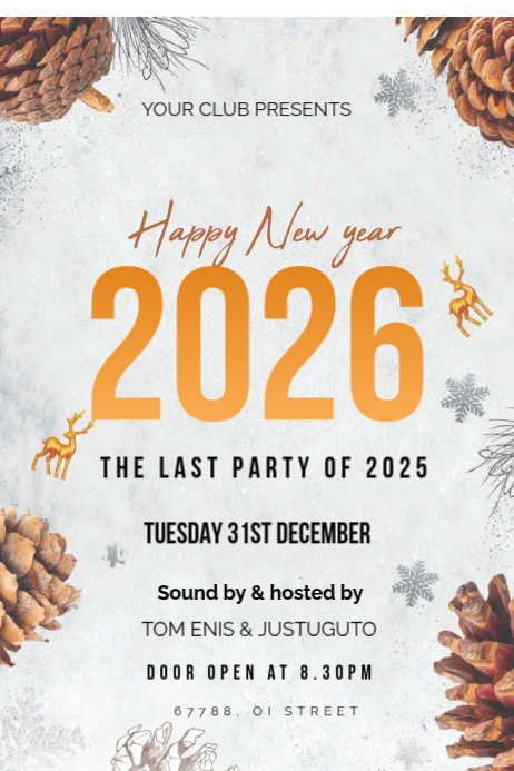 Happy new year 2026 flyer Template | PosterMyWall