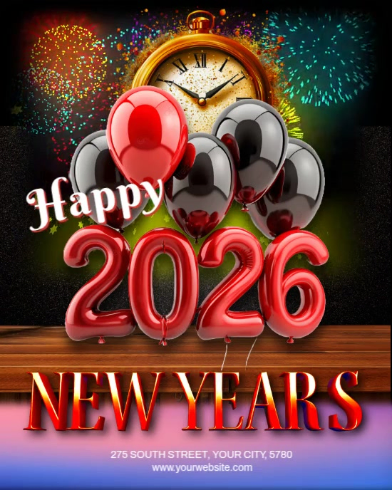 Happy new year 2026 flyer design Template | PosterMyWall
