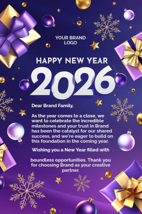Plantilla de Happy New Year 2026 Greeting Template | PosterMyWall
