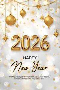 Happy New Year 2026. Poster template