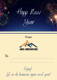 HAPPY NEW YEAR BUSINESS GIFT TAG CARD A6 template