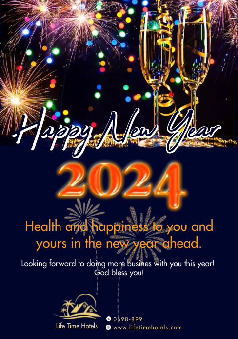 HAPPY NEW YEAR BUSINESS MESSAGE FLYER A5 template