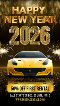Happy New Year Car Rental Sale Instagram Reel template