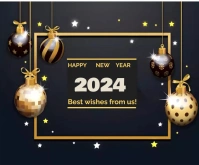 Happy new year card 2024 template gold Medium Rectangle