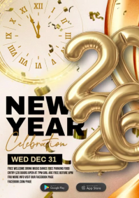 Happy new year card A5 template