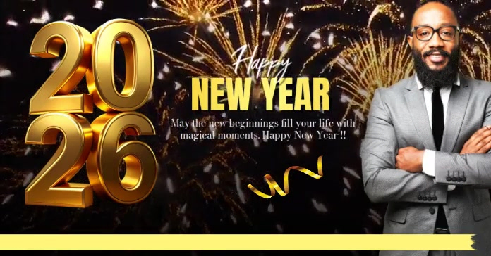 Happy New Year card Anúncio do Facebook template