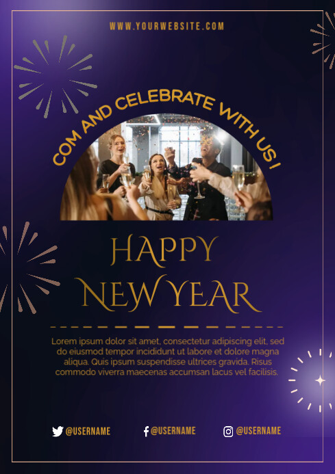 Happy New Year Celebrate Poster A4 Template | PosterMyWall