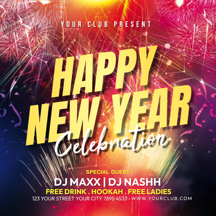 Happy New Year Celebration Party Design Template | PosterMyWall