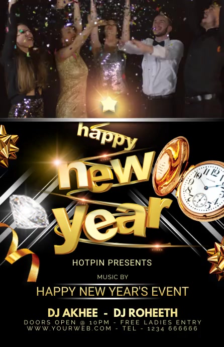 HAPPY NEW YEAR Halfbladsy Breed template