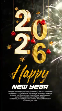 Black New Year Church Message Digitalt display Template