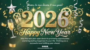 Green New Year Celebration Display digitale Template