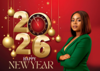 Happy new year Postcard template