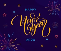 Happy New Year Rectángulo Grande template