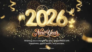 Black New Year Greeting Display digitale Template