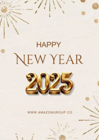 White New Year Celebration A3 Template