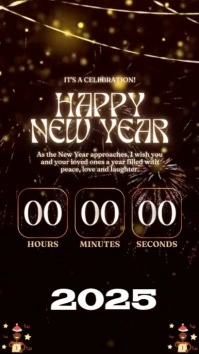 happy new year 2025 Digital Display (9:16) template