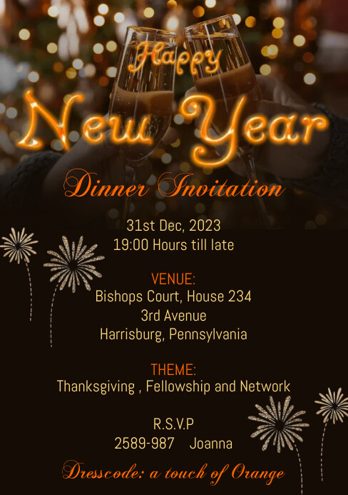 New Invites Banquet Invitation Cards Digital New Year Party Card