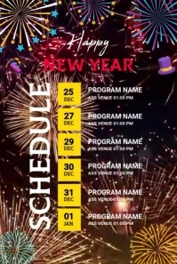 Happy New Year Event shedule Pinterest Graphic template