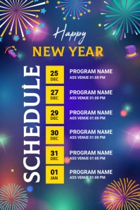 Happy New Year Event shedule Pinterest Graphic template