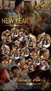 happy new year family collage instagram post template