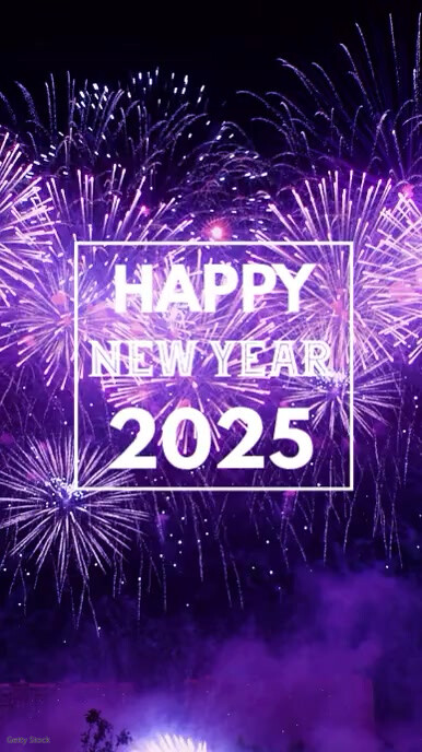 Happy New Year Firework Greeting video purple Instagram-reel template