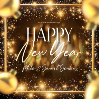 happy new year gold fireworks video Квадрат (1 : 1) template